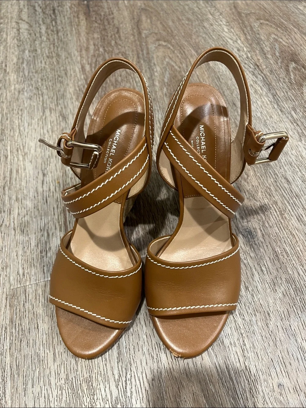 Michael Kors Tan Leather Ankle-Strap Sandals - Picture 4 of 8
